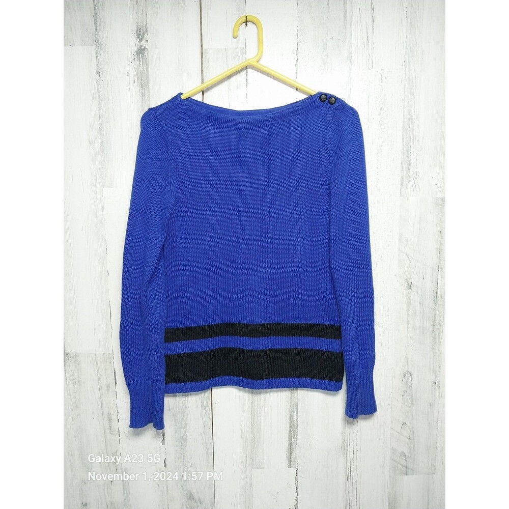 Lauren Ralph Lauren Women’s Blue Boat Neck Long Sleeve Sweater Size Small